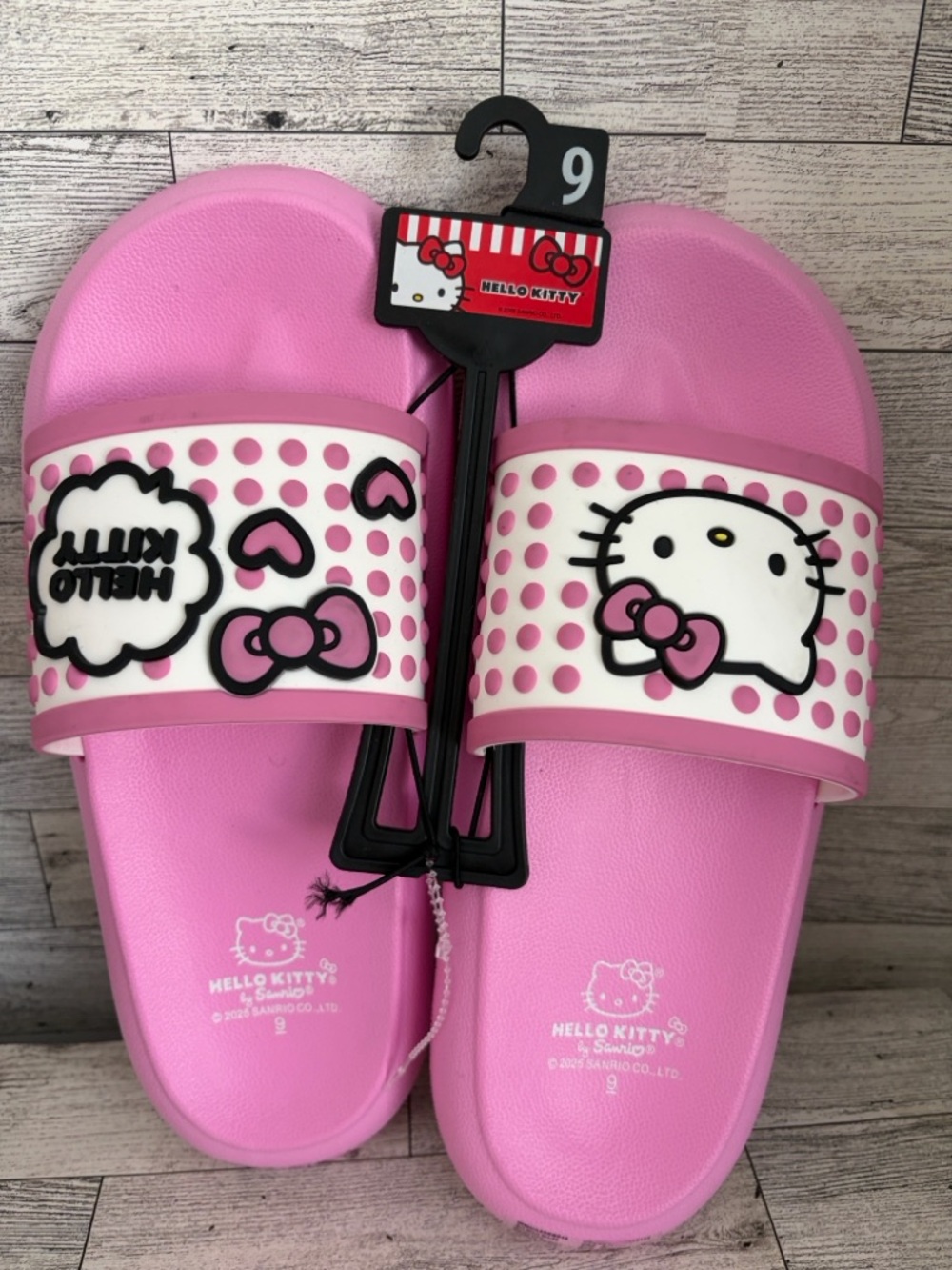 Hello Kitty Pink Polka Dot Slide Sandals for Women